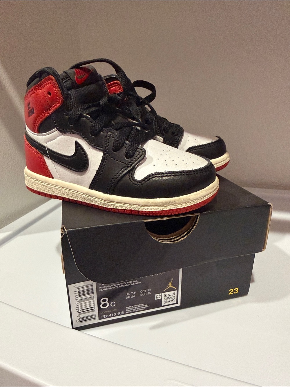 Nike Kids High-Top Sneakers in Black, White & Red